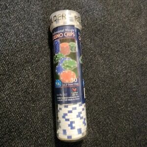 Casino‎ Chips 11.5 Gram Professional Weight Poker Chips 50 Count White & Blue